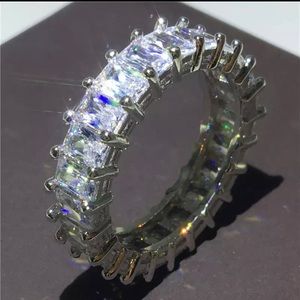 925 Sterling Silver Emerald Cut Eternity Band